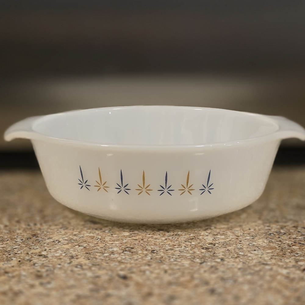 Candle Glow, Milk Glass, Anchor Hocking Fire-King Round Casserole Dish